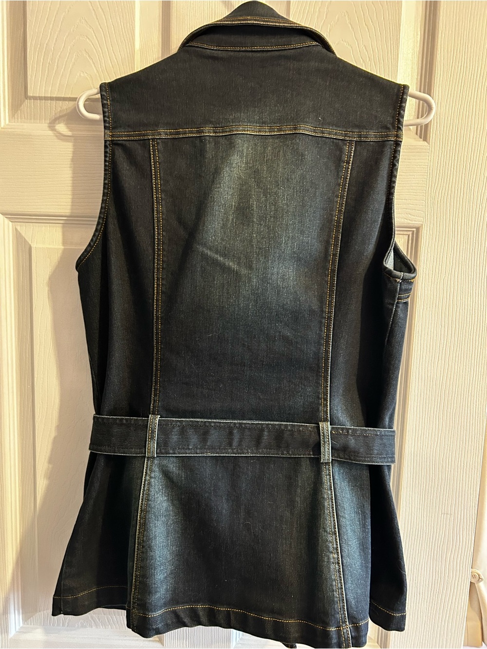 Simon Chang Dark Denim Vest with Brass Tone Hardware - Picture 2 of 7
